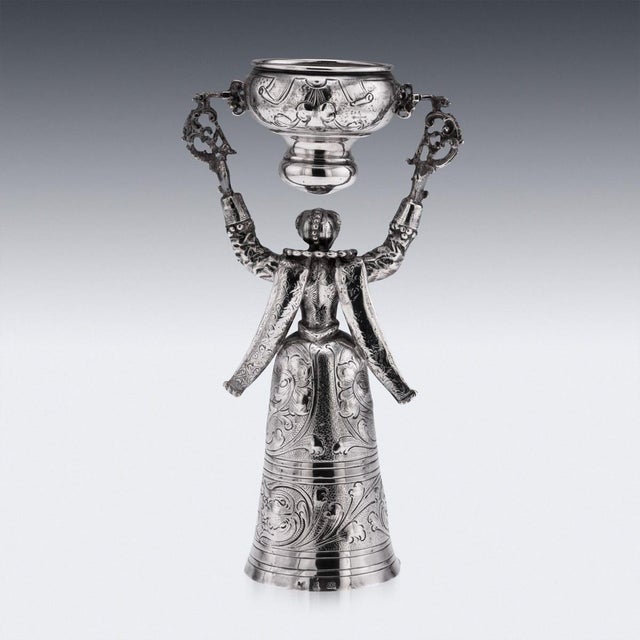 Antique Dutch Silver Wedding Wager Cup, 1911 For Sale - Image 3 of 18