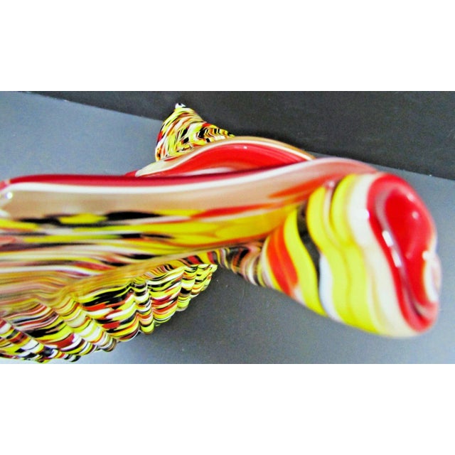 1950s Murano Art Glass Vibrant Confetti Handblown Scalloped Rim Centerpiece Bowl For Sale - Image 16 of 17