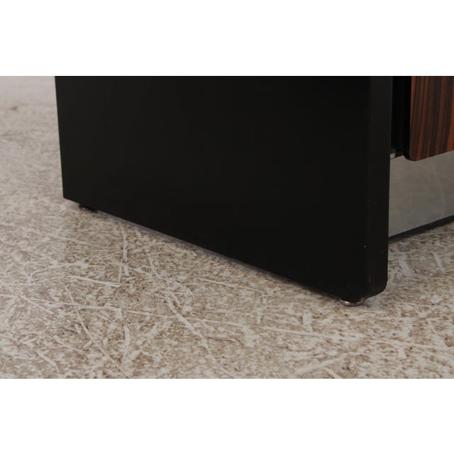 Pair John Stuart Mid Century Modern Ebony & Chrome Nightstands For Sale - Image 11 of 14