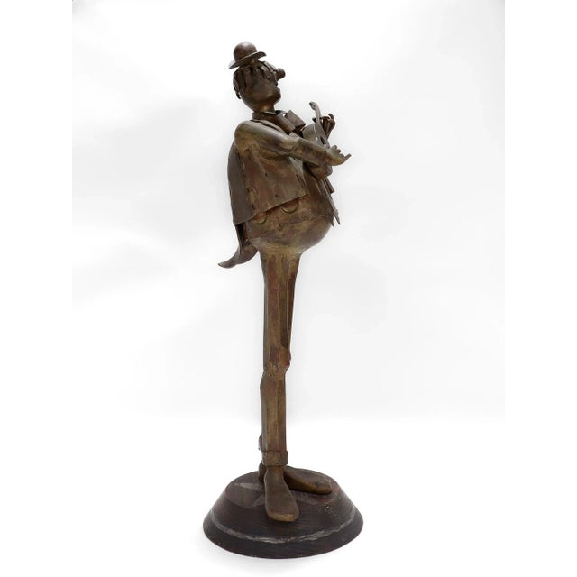 Wood Vintage Leo Jensen Bronze Guitar Player Figural Sculpture For Sale - Image 7 of 12