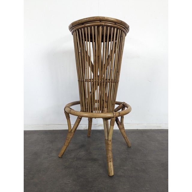Bamboo and Rattan Counter and Stools Set, Set of 3 For Sale - Image 4 of 11