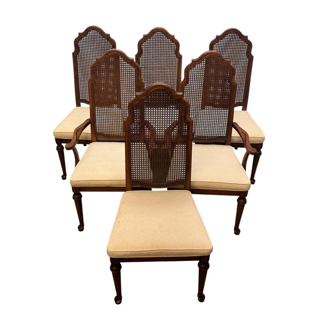 Shabby Chic Vintage Traditional American Style Thomasville Mahogany Dining Chairs - Set of 6 For Sale - Image 3 of 10