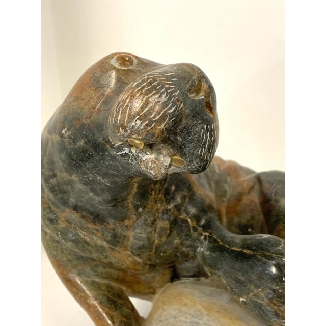 Mid 20th Century Soapstone Inuit Carving of Bear Attacking Walrus For Sale - Image 10 of 13
