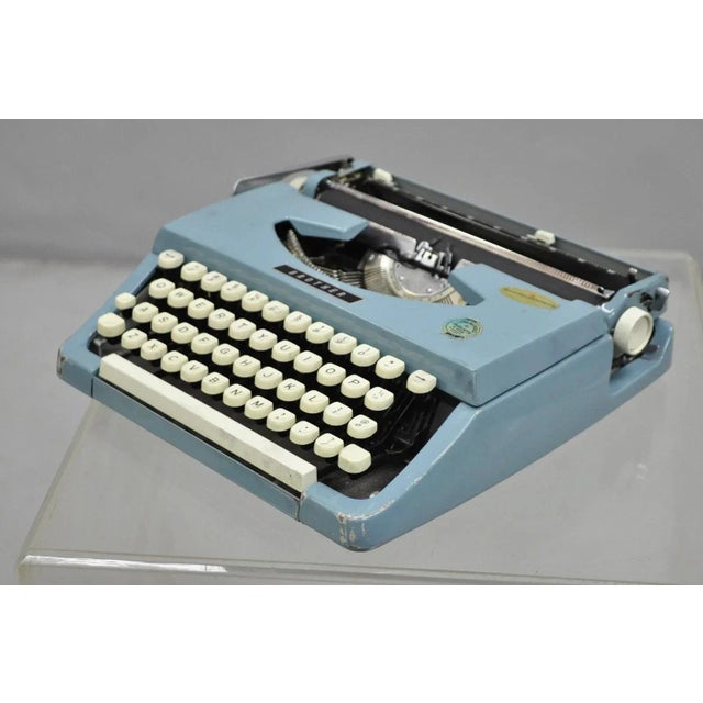 Vintage Brother Webster Xl-747 Portable Typewriter Baby Blue With Metal Case For Sale In Philadelphia - Image 6 of 12
