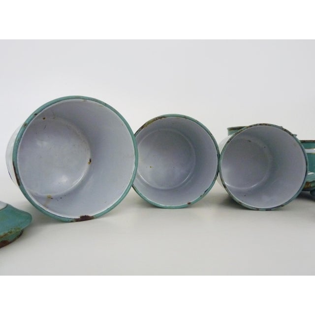 Enameled Sheet Metal Spice Jars, 1930s, Set of 7 For Sale - Image 9 of 11