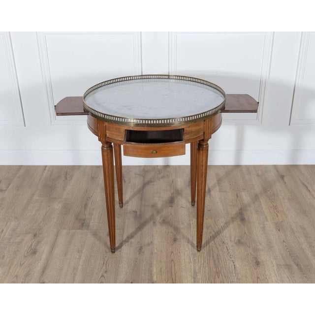 Late 19th Century Late 19th Century French Louis XVI-Style Mahogany Bouillotte Table with Carrara Marble Top For Sale - Image 5 of 9
