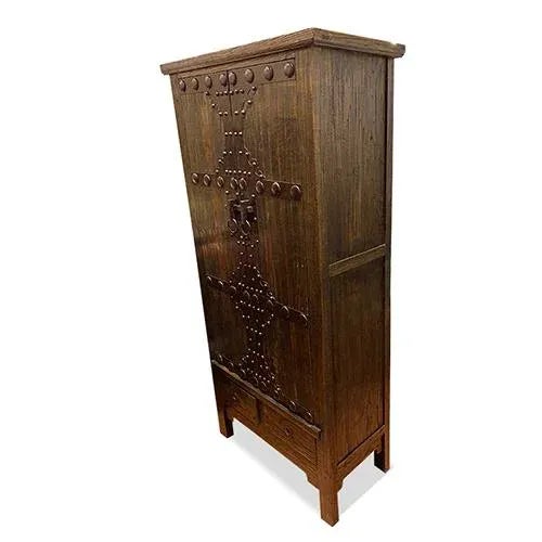 Chinese 1970s Asian Iron Doors Tall Cabinet For Sale - Image 3 of 5