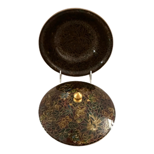 Vintage Asian Cloisonné Cover Jar and Matching Bowl