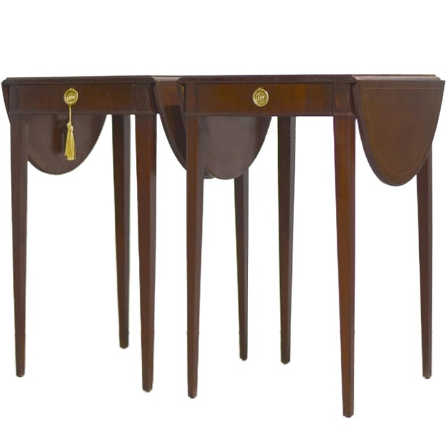 Mid Century Traditional Tapered Leg Flip Top Tables - A Pair For Sale - Image 12 of 12