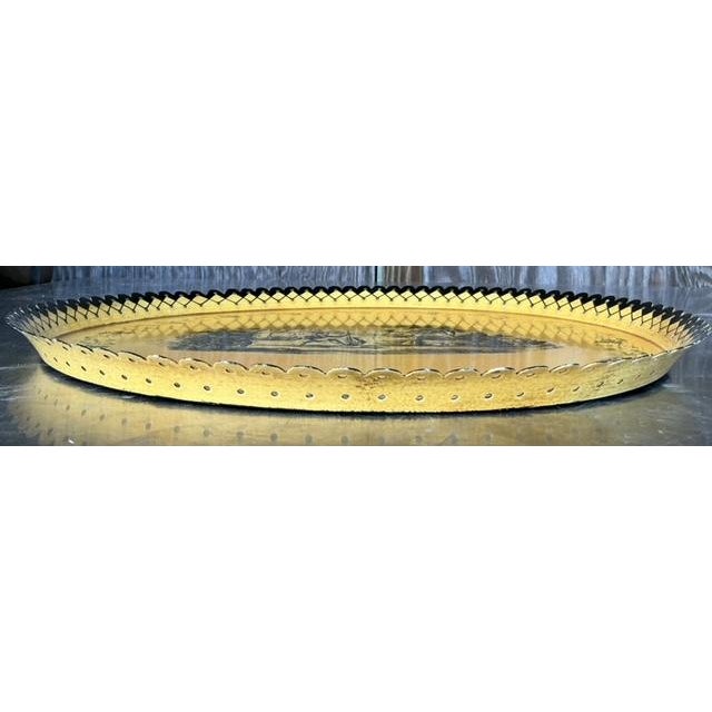 Late 20th Century Vintage Coastal Italian Toile Painted Metal Tray For Sale - Image 5 of 8