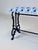 Blue Antique Cast Iron Window Bench, Victorian, Ikat Upholstery, Usa For Sale - Image 8 of 11