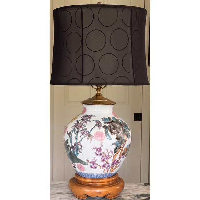 Vintage Chinoiserie Lamp in Botanical & Bird Motifs Attributed to Frederick Cooper For Sale - Image 14 of 18