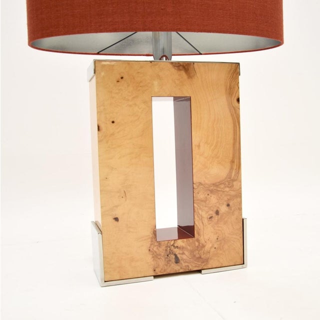 2000 - 2009 Large Burr Walnut and Chrome Table Lamp attributed to Oitoemponto, 2001 For Sale - Image 5 of 10