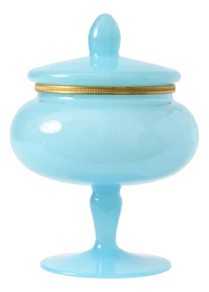 Italian Blue Opaline Glass Footed Box by Vincenzo Nason, 1960s