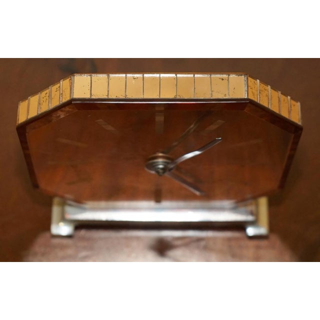 Art Deco Salmon Pink Glass Mantle Clock, England, 1920s For Sale - Image 10 of 18