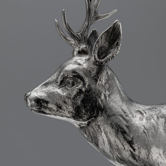 20th Century German Silver Statues of a Reindeer, Hanau, 1920s For Sale - Image 12 of 18