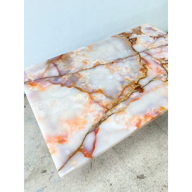 1970s Pink Onyx Coffee Table For Sale - Image 9 of 11