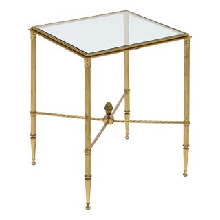 French Art Deco Period Brass and Glass Side Table, Circa 1940 For Sale