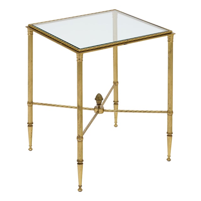French Art Deco Period Brass and Glass Side Table, Circa 1940 For Sale