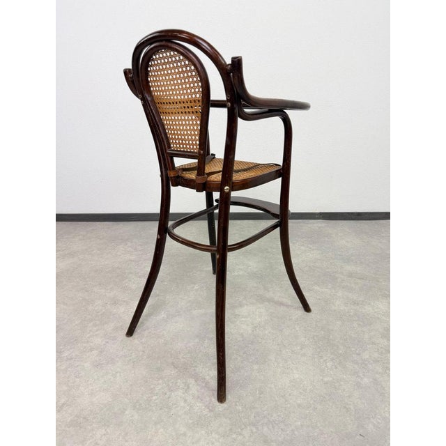 Antique Bentwood Childrens High Chair with Folding Tray and Caned Seat, 1890s For Sale - Image 9 of 11