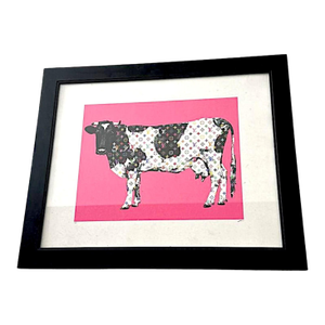 Cash Cow by Peter Marcus Green, Signed, 2022 Giclee Print Pink Background Black Wood Frame
