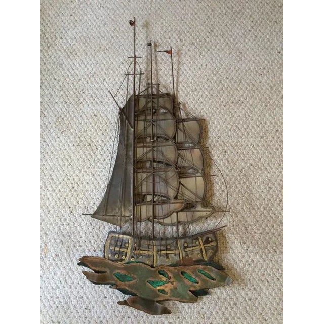 Silver Large Brutalist Mid-Century Ship Wall Sculpture For Sale - Image 8 of 11