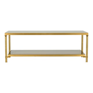Mid-20th Century French Neoclassical Coffee Table With Brass & Glass For Sale