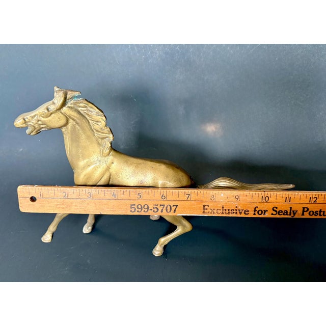 Vintage Brass Horse Sculpture — Large Brass Running Stallion Statue (11" X 8") For Sale - Image 10 of 10