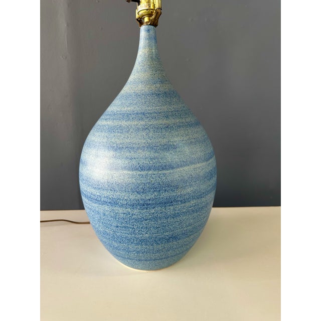 Design Technics 1970s Design Technics Teardrop Shaped Table Lamp With a Glaze of Blues & Gray, Unmarked For Sale - Image 4 of 8