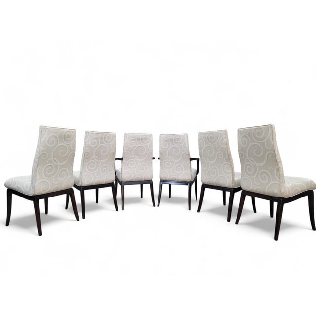 White Mid 20th Century High Back Dining Chairs Attributed to Directional - 12 For Sale - Image 8 of 12