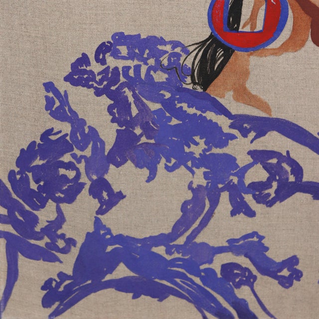 Figurative Purple Leaves - Large Colorful Surrealist Figurative Feminine Original Artwork by Carlos Gamez De Francisco For Sale - Image 3 of 9