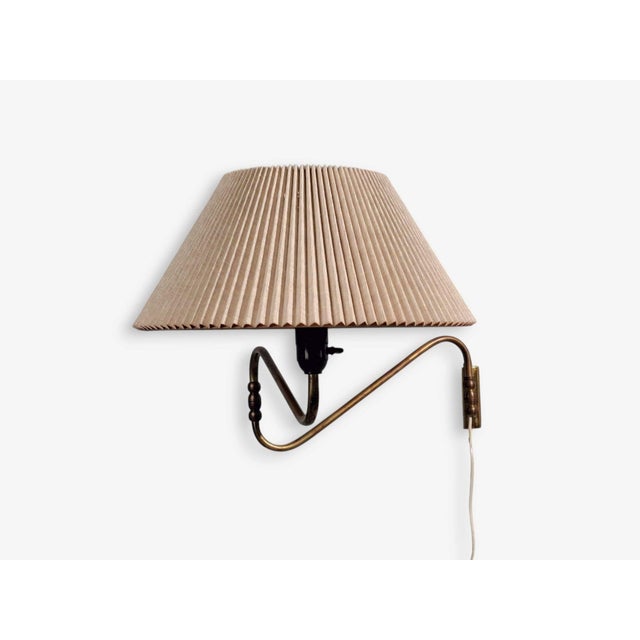 Brass Danish Modern, Articulating Wall Light or Sconce, Patinated Brass, Denmark, 1950s For Sale - Image 8 of 15