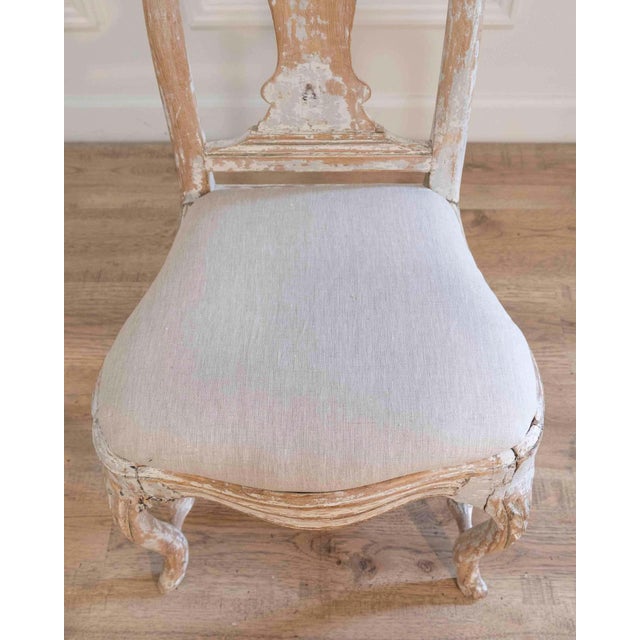 Wood Swedish Rococo Chair from Stockholm with Scraped Original Paint, Circa 1760 For Sale - Image 7 of 10