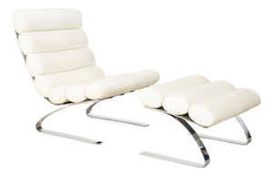 Set of Sinus Leather Cantilever Chair with Ottoman from Cor
