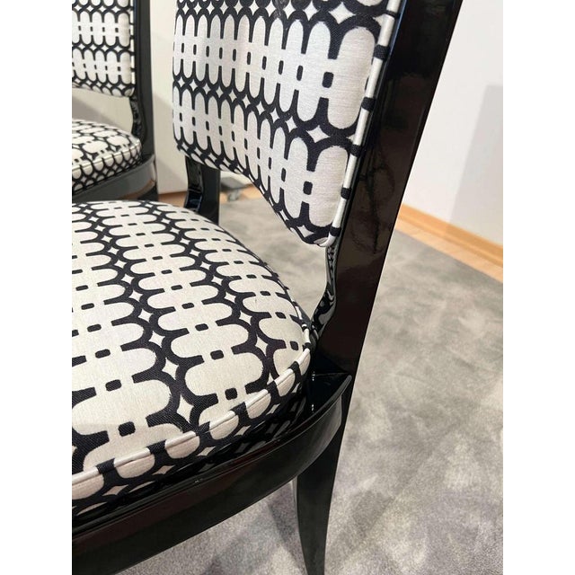 Wood High Back Black Lacquered Dining Chairs, Set of 6 For Sale - Image 7 of 18