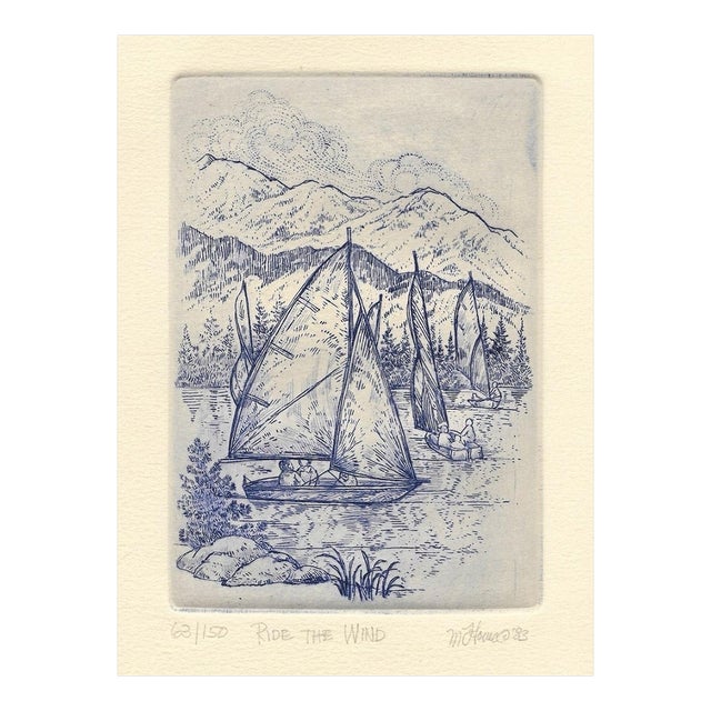 1983 Marsha Howe Ride the Wind Sailing Etching For Sale