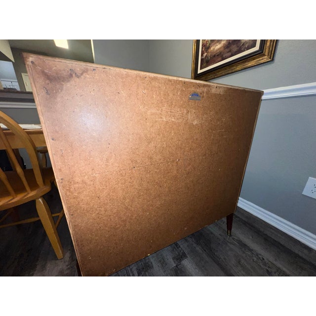 Vintage Mid-Century Swedish Teak Roll-Top Desk by Bröderna Gustafssons (1960s). Classic Scandinavian Design With Beautiful Book-Matched Veneer. For Sale - Image 4 of 7
