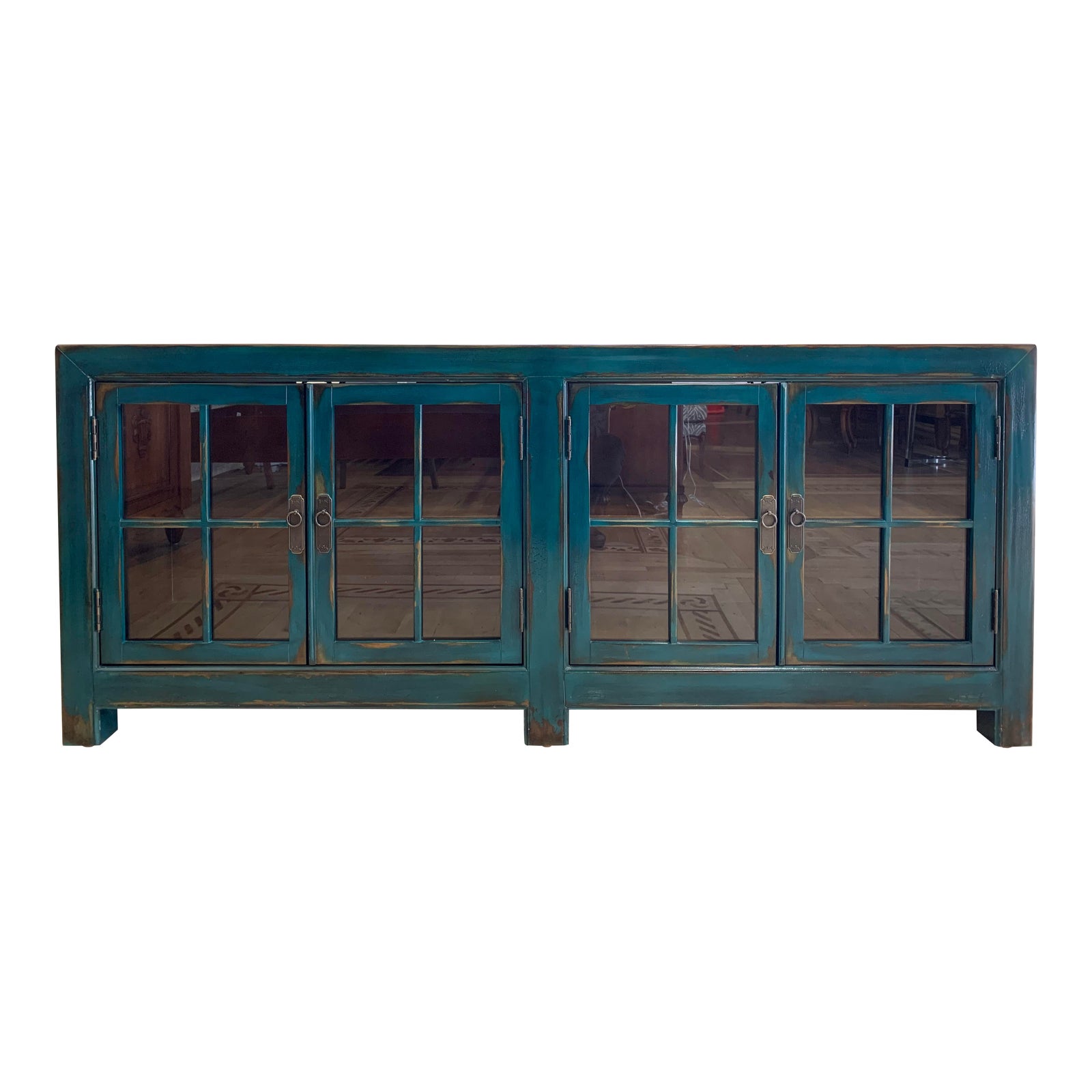 Ethan Allen Ming Aged Teal Media Cabinet Chairish
