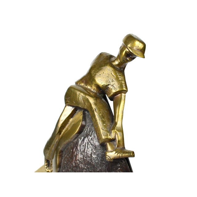 Wood Late 20th Century Bronze Life Started From Africa Half World Globe For Sale - Image 7 of 11