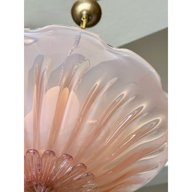 Murano Glass Round Pink Opalescence Glass Chandelier or Pendant For Sale - Image 16 of 18