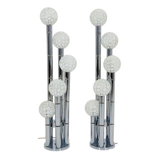 Vintage Chrome Floor Lamp with Glass Globes, 1970s For Sale