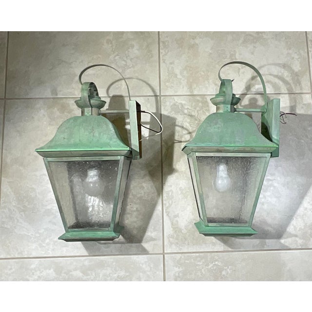 Pair of Vintage Solid Brass Lanterns - Timeless Elegance for Your Home For Sale In Miami - Image 6 of 13