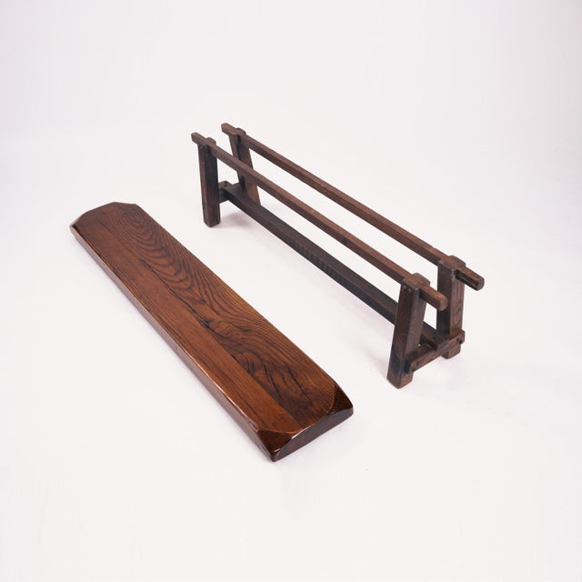 Brutalist Brown Oak Bench For Sale - Image 6 of 18
