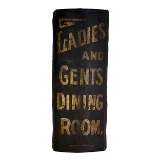 Rare to Market Civil War Era Metal Sign Advertising "Ladies and Gents Dinning Room" in Black & Gold For Sale