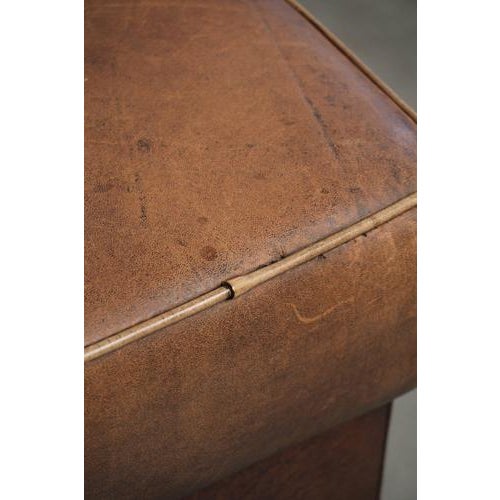 Vintage Brown Sheepskin Ottoman For Sale - Image 9 of 12