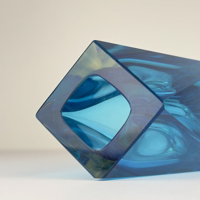 Sommerso Blue Murano Glass Vase, 1970s For Sale - Image 17 of 18