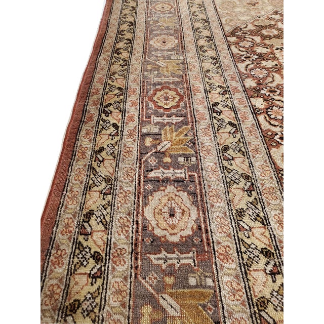 Antique Tabriz Carpet, Handmade Persian Rug in Masculine Gold, Brown and Taupe For Sale - Image 12 of 17