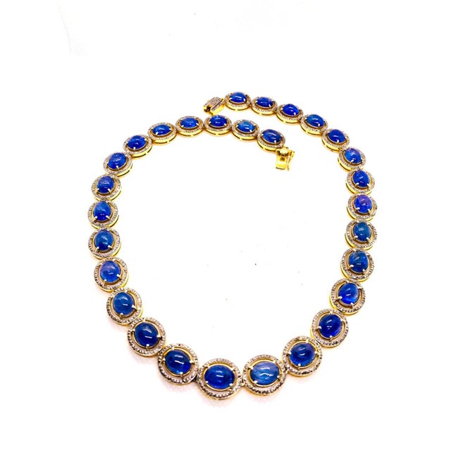 Bochic “Capri” Vintage Tanzanite & Diamond Necklace Set 18K Gold & Silver For Sale - Image 9 of 13