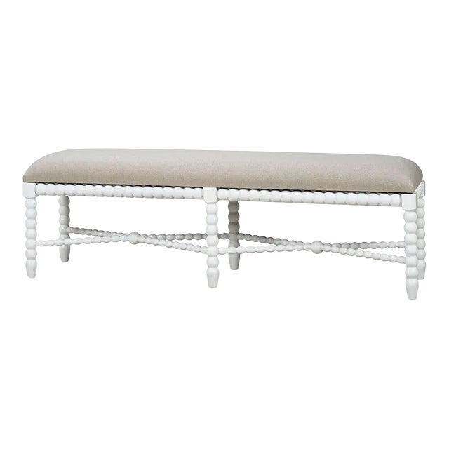 French Country Painted Bench - White For Sale