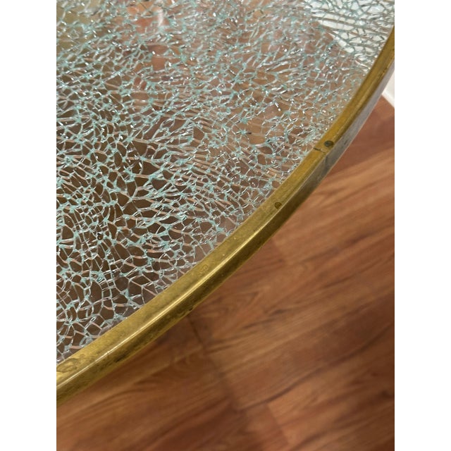 Steve Chase Design Crackle Glass and Brass Dining Table For Sale - Image 11 of 12